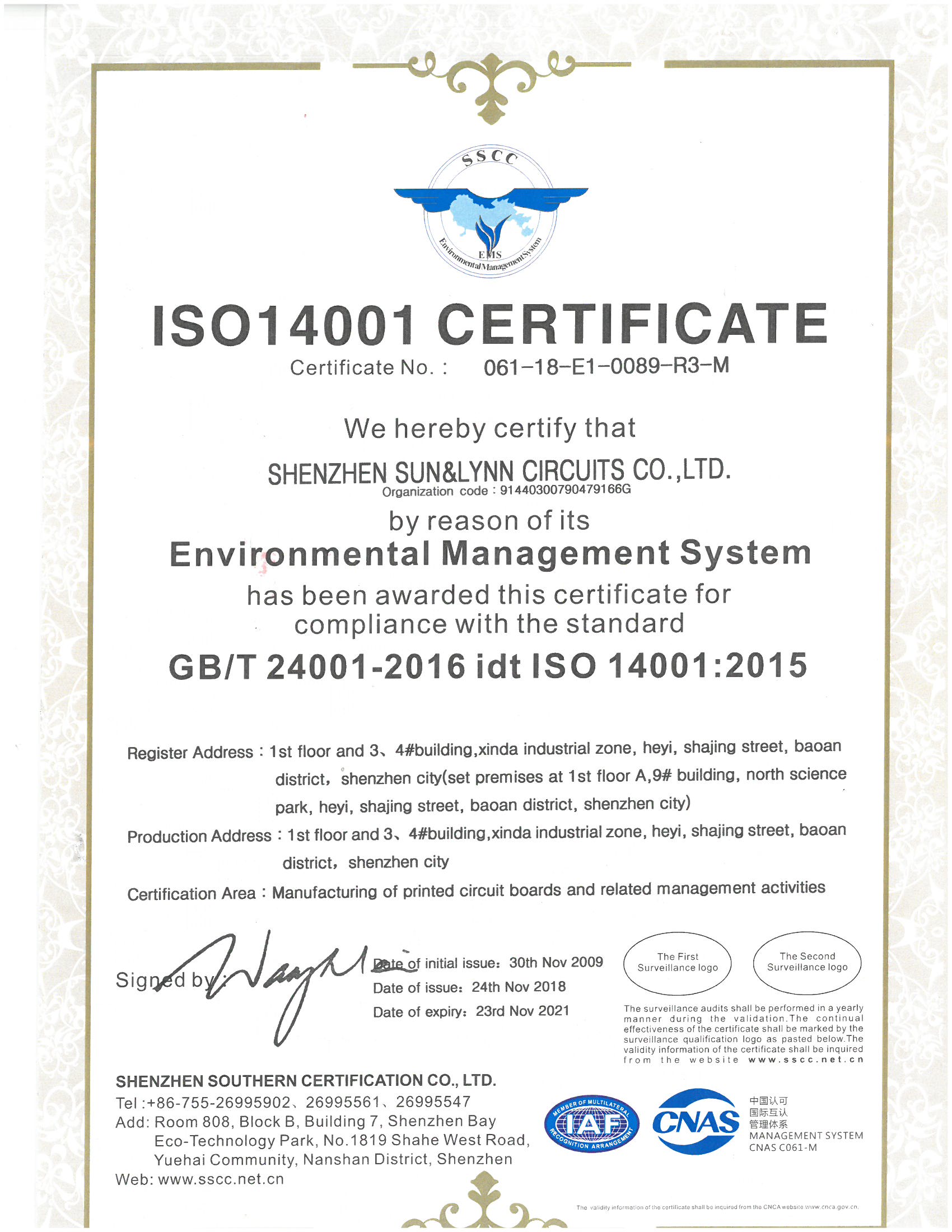 PCB OHSAS18001